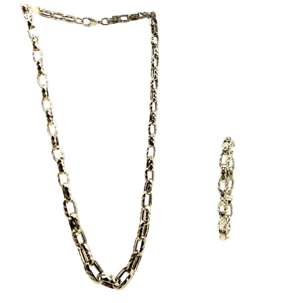 14k gold fancy link necklace and matching bracelet